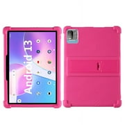 For PRITOM Android 12 Tablet 10.1 Inch Shockproof Cover Teclast Android 13 Tablet Kids Silicon Stand Protective Shell Soft Pink